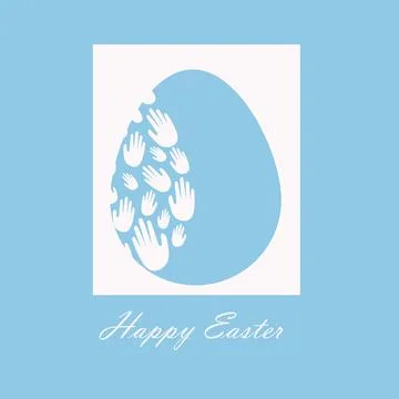 Minimalist style. Silhouette of an Easter egg with an ornament of human palms Illustrazione stock