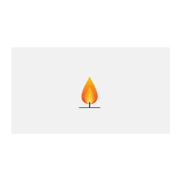 Minimalist stylized flame fire icon element on grey background graphic Stock Illustration