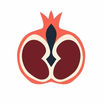 Minimalist Stylized Pomegranate Fruit Vector Illustration with Red and Maroon To Illustrazione stock