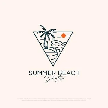 Minimalist summer beach logo design vector best for travel logo designs ins.. 스톡 일러스트