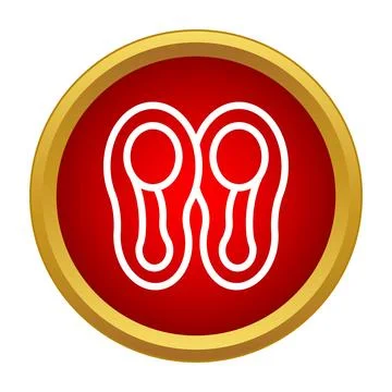 Minimalist summer flip flops on red button icon Stock Illustration