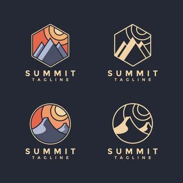 Minimalist summit landscape logo set Stock Illustration