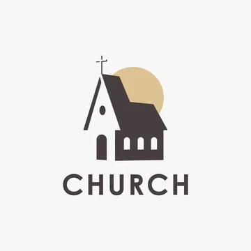 Minimalist Sun and negative space church logo vector icon on white background Stock Illustration
