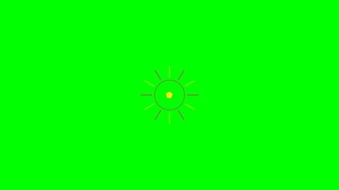 Minimalist sun icon graphic animation set against a vibrant green background Stock Footage 341823919