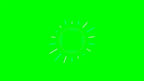 Minimalist sun icon with radial light rays on a vibrant green background Stock Footage 340266419