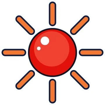 Minimalist Sun Vector Icon with Bold Outlines and Rays Stock Illustration