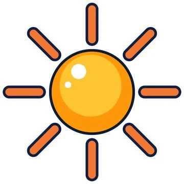 Minimalist Sun Vector Icon with Radiating Rays Stock Illustration