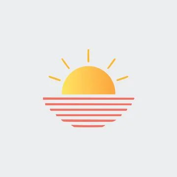 Minimalist sunset logo design. A simple and elegant sunset logo design with.. Stock Illustration