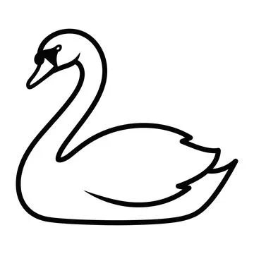 Minimalist swan outline icon with solid eyes elegant bird vector illustrati.. Stock Illustration
