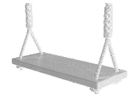 Minimalist swing or hanging platform illustration using black halftone dot .. Stock Illustration