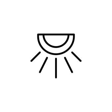 Minimalist symbol sun with light rays emanating downward creating a simple .. Stock Illustration
