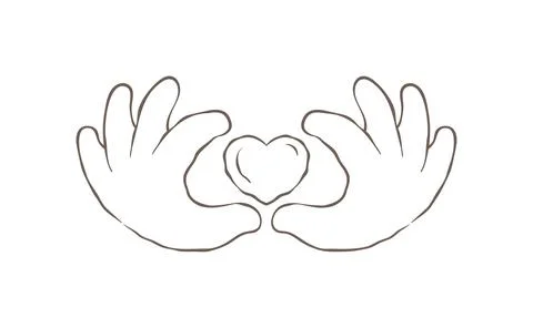 A Minimalist Symbol Of Two Hands Making A Heart Shape Vector Illustration Stock Illustration