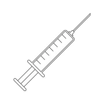 Minimalist syringe vector icon in a clean outline style, representing medical Stock Illustration