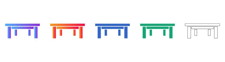 Minimalist Table Icon Set: Versatile Furniture Element Designs Illustration
