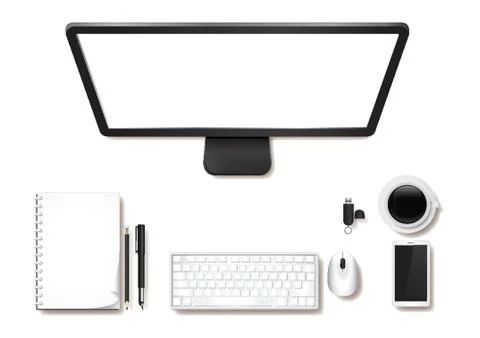 Minimalist table workspace Stock Illustration
