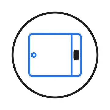 Minimalist tablet device illustration within a circular boundary showcasing.. イラスト素材