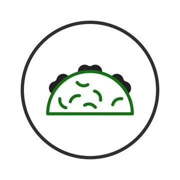 Minimalist taco icon in a circular frame offering a modern take on culinary.. Stock Illustration