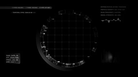 Minimalist Tactical Radar Grid and Diagnostic Mapping Display 4K UI Stock Footage 337767813