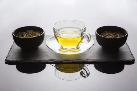Minimalist tea set up. 스톡 사진