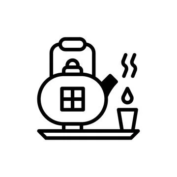 Minimalist tea time bliss a kettle steams gracefully beside a waiting cup i.. Stock Illustration