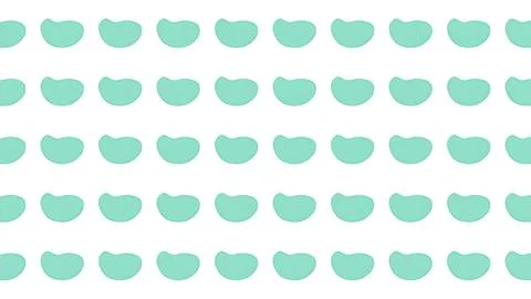 Minimalist Teal Bean Shape Seamless Pattern on White Background for Textile.. Illustrazione stock