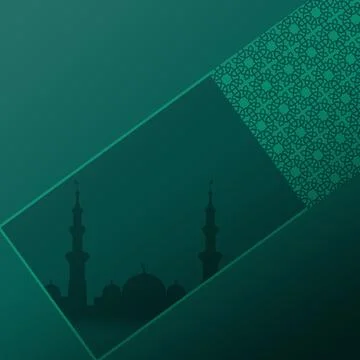 A minimalist teal green background featuring a tilted frame with a dark mos.. Stock Illustration