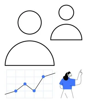 Minimalist Team Structure and Growth Concept with Line Graph and Instructor Stock Illustration