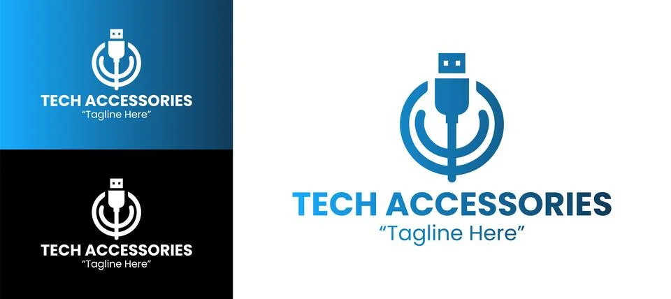 Minimalist Tech Accessories Logo Stock Illustration