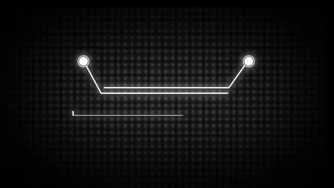Minimalist tech interface: white circuit-like line with two circular nodes .. Stock Footage 337367971