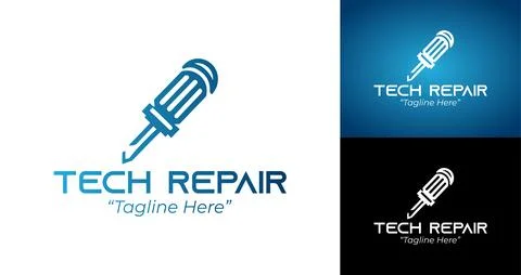 Minimalist Tech Repair Logo 스톡 일러스트