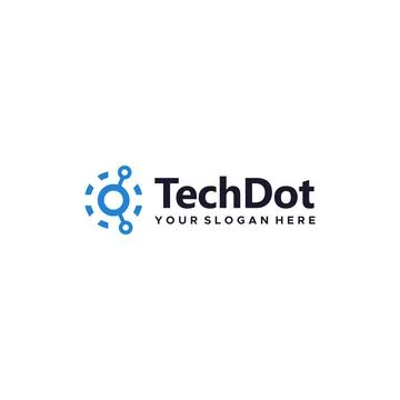 Minimalist TechDot circuit circle logo design Stock Illustration