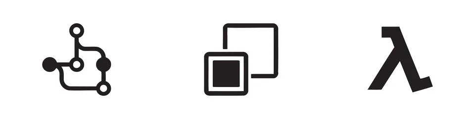 Minimalist Technology Icon Set Featuring Circuit and Lambda Stock Illustration