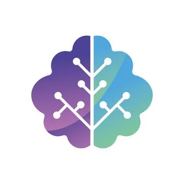 Minimalist Technology Tree Vector Logo Illustration on White Background Stock Illustration