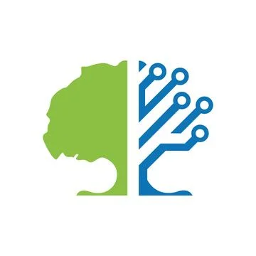 Minimalist Technology Tree Vector Logo Illustration Tech tree vector logo design Stock Illustration