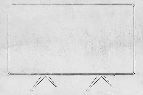 Minimalist television with blank screen copy space, pencil style illustration Stock Illustration