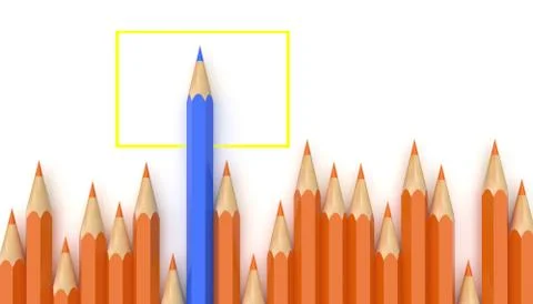 Minimalist template with copy space by close up Blue Pencil with yellow square Illustration