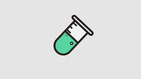 Minimalist Test Tube Vector Icon with Bubbling Animation Video stock 343183528