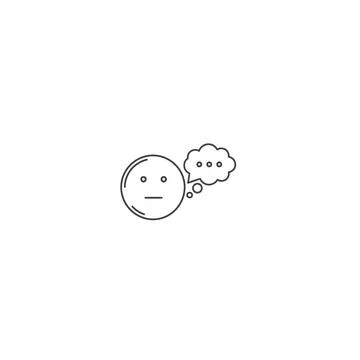 Minimalist thinking face line icon for communication or question Stock Illustration