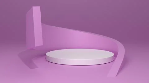 A minimalist three-dimensional catwalk with an elegant curved element for a s Stock Illustration