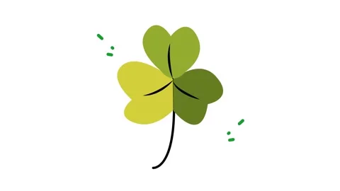 Minimalist Three Leaf Clover Icon Illustration for St Patrick's Day on White Stock Footage 345826694
