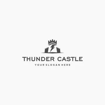 Minimalist THUNDER CASTLE Lightning Logo design Illustrazione stock