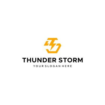 Minimalist THUNDER STROM stun electro logo design Stock Illustration