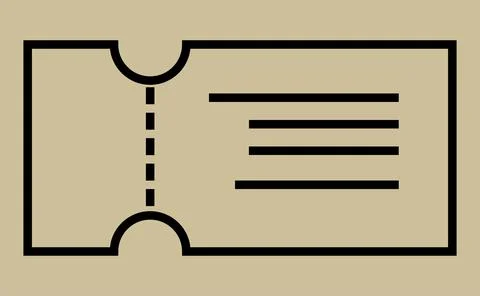 Minimalist ticket icon with tear off section and lines, representing admiss.. Stock Illustration