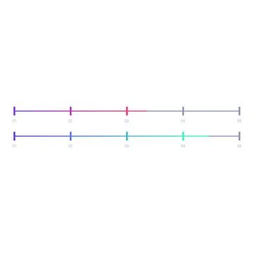 Minimalist timeline chart showing progress over five steps イラスト素材
