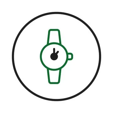 Minimalist timepiece vector design presenting abstract analog wrist adornme.. Stock Illustration