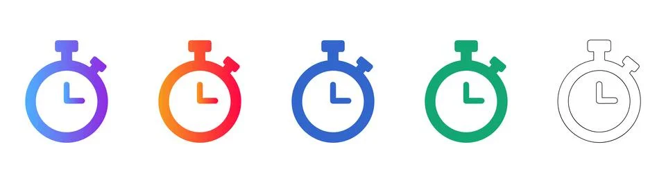 Minimalist Timer Icon Set for Web and Mobile Interfaces Stock Illustration