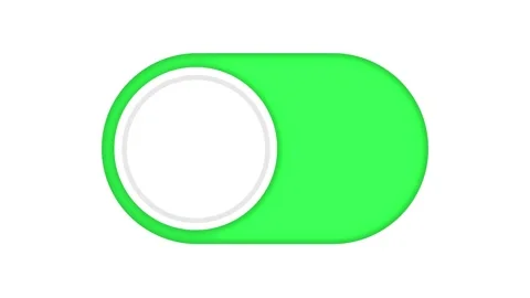 Minimalist toggle switch button animation switching between on green and of.. Stock Footage 340799055