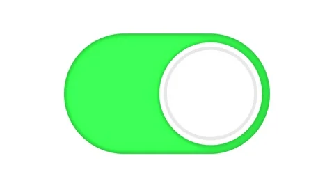 Minimalist toggle switch button animation switching between on green and of.. Stock Footage 340799190