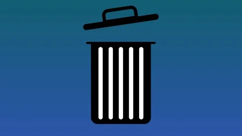 Minimalist trash bin icon animated blue background, Stock Footage 265473259