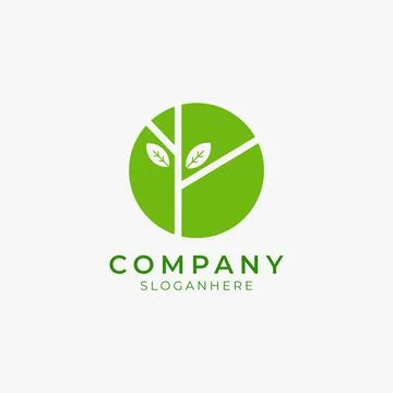 Minimalist tree and leaf logo icon Stock Illustration